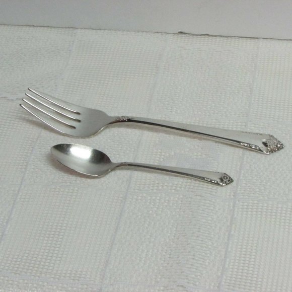 Mid-Century Starlight Silverplate Fork & Demitasse Coffee Spoon - Picture 1 of 5
